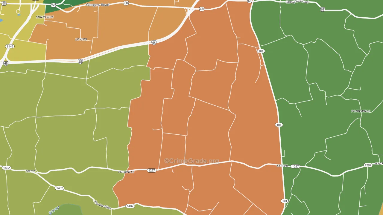 Oakland, KY Map of Burglary Rates