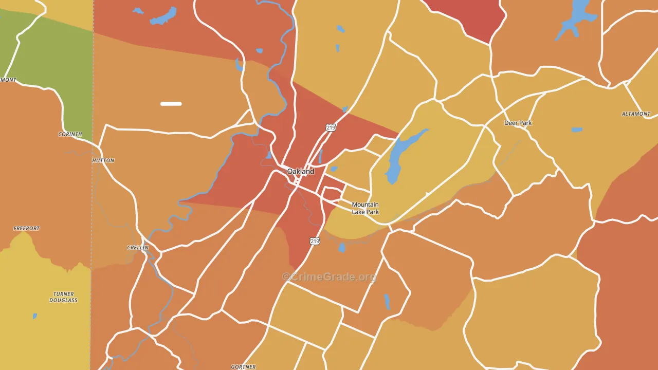 Oakland, MD Map of Burglary Rates