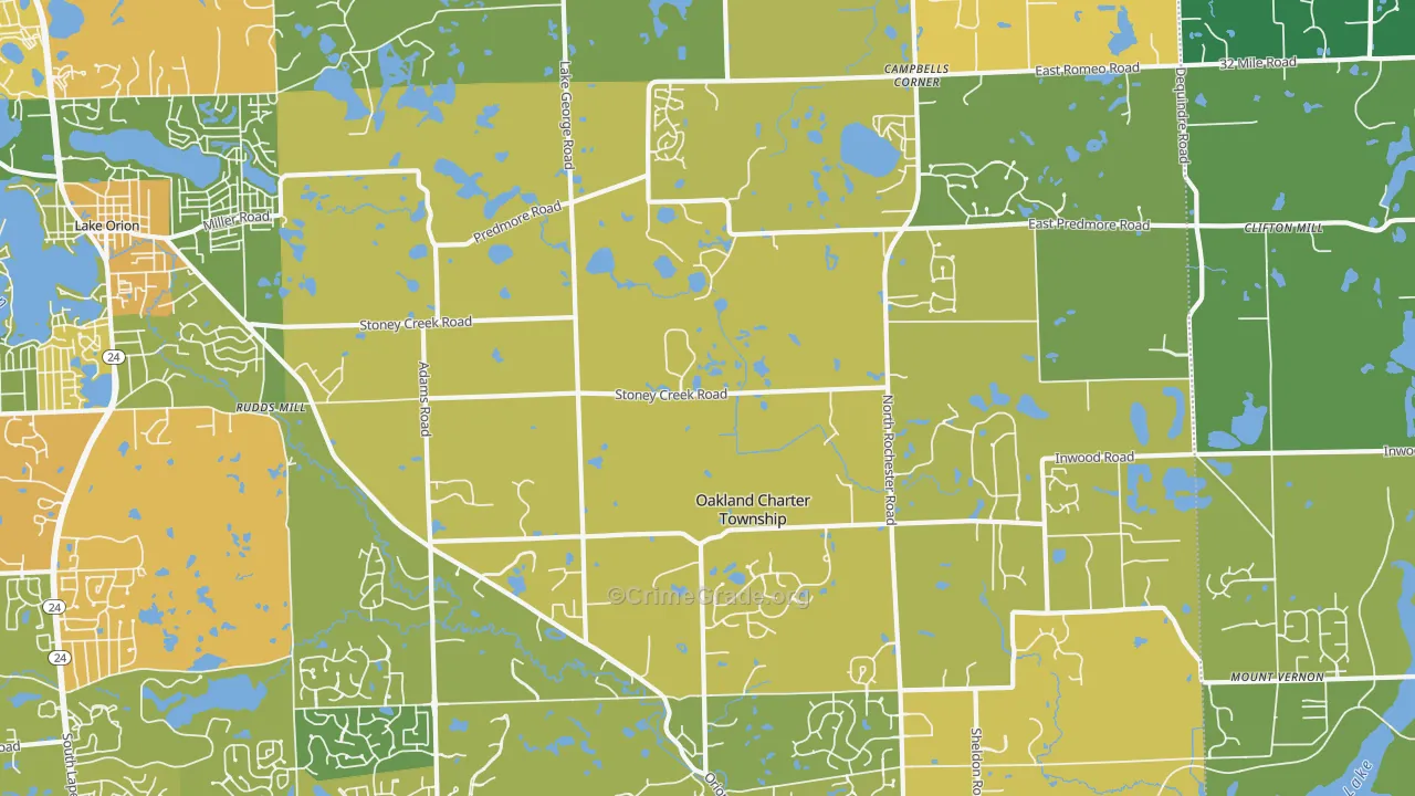 Oakland, MI Map of Burglary Rates