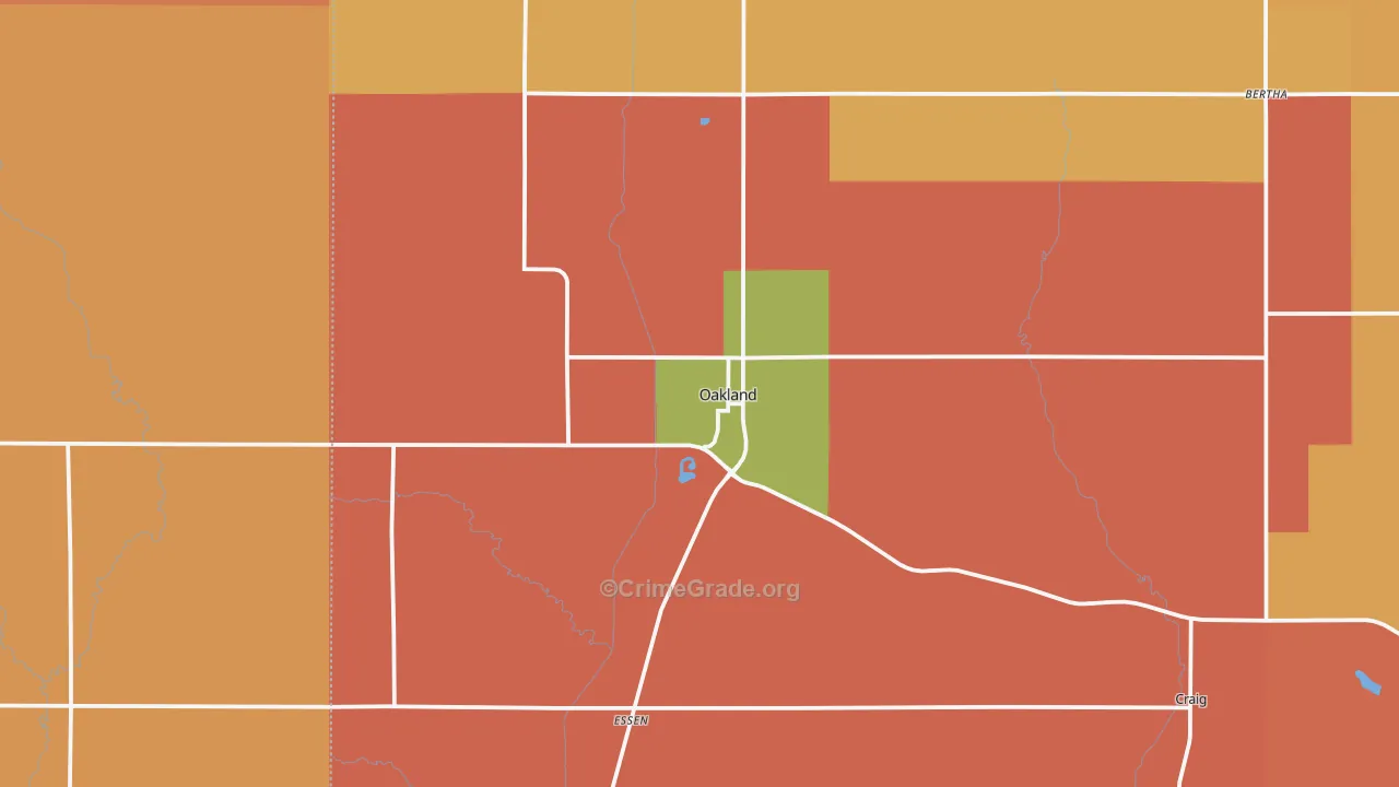 Oakland, NE Map of Burglary Rates
