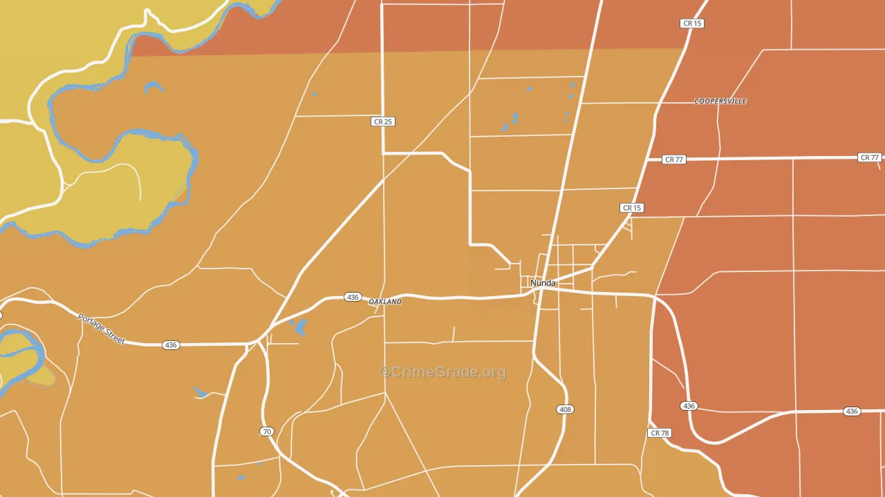 Oakland, NY Map of Burglary Rates
