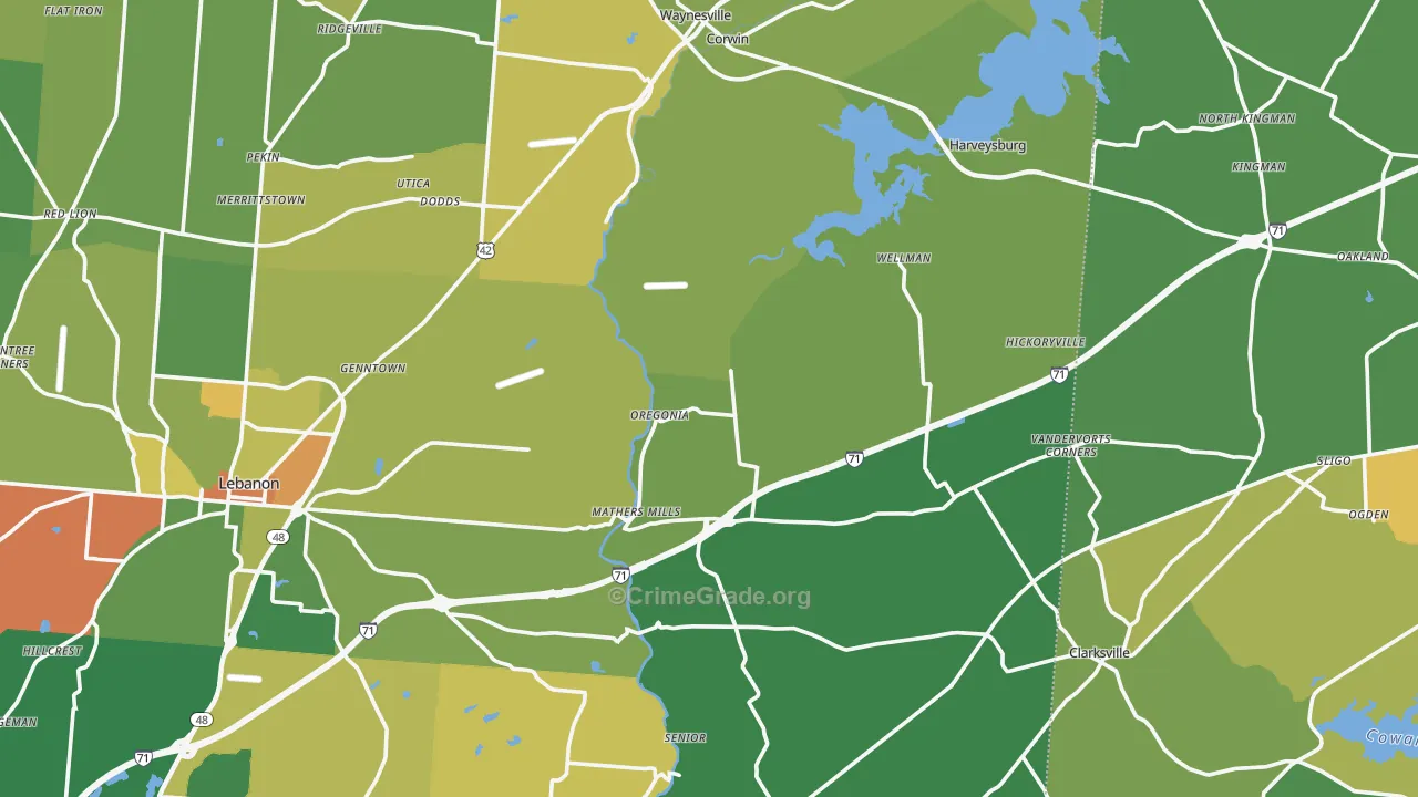 Oakland, OH Map of Burglary Rates