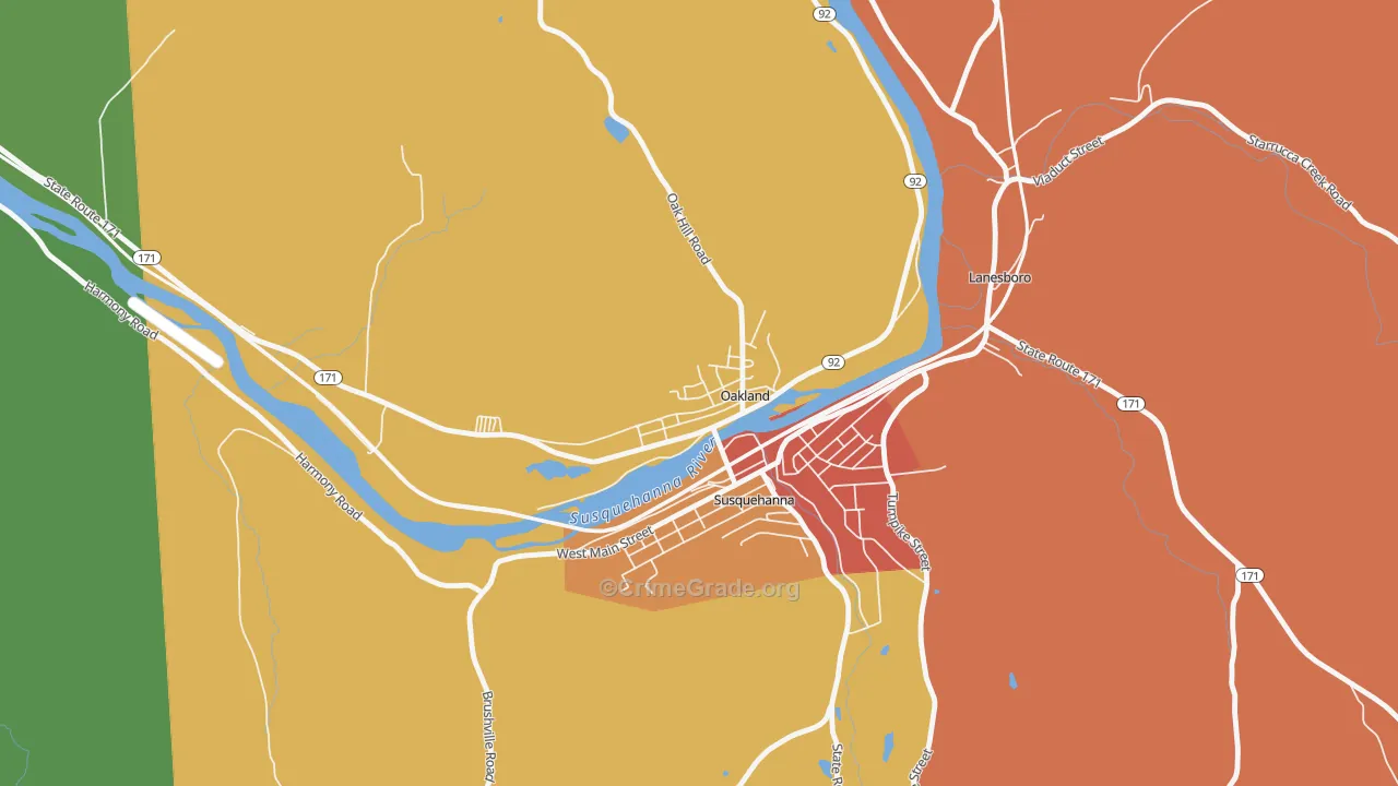 Oakland, PA Map of Burglary Rates