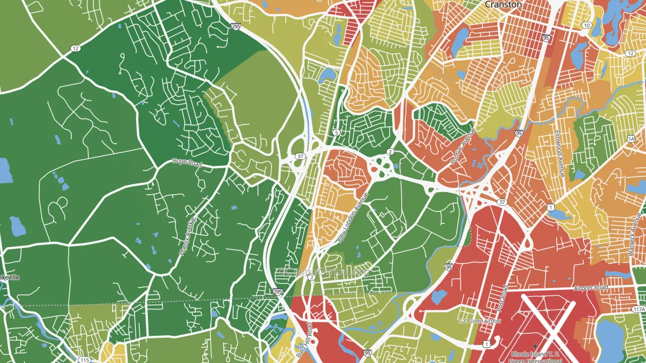 Oaklawn, Cranston, RI Map of Burglary Rates
