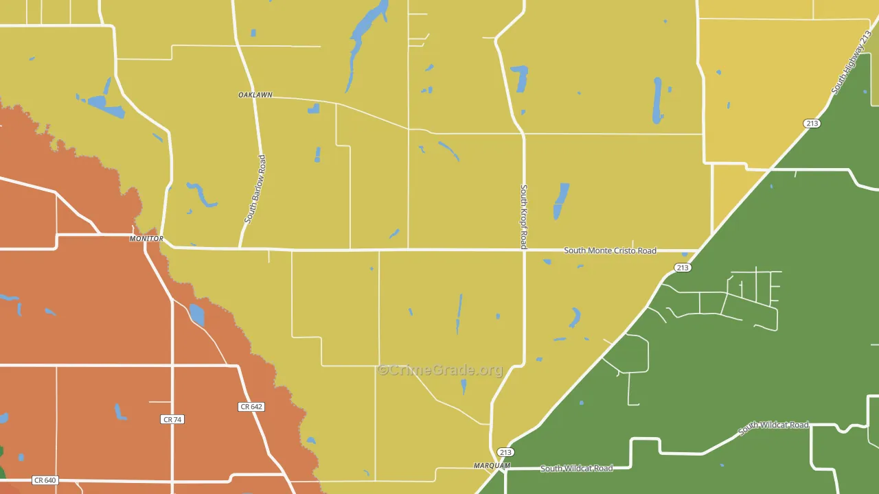 Oaklawn, OR Map of Burglary Rates
