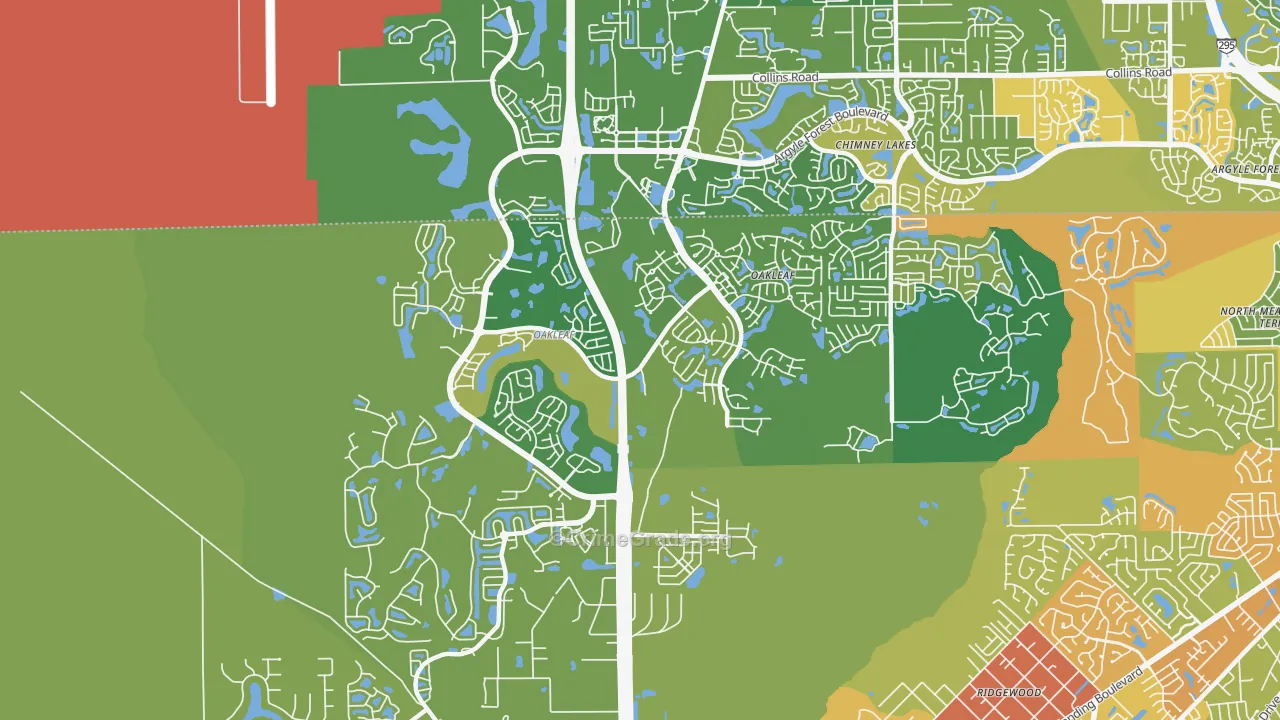 Oakleaf Plantation, FL Map of Burglary Rates