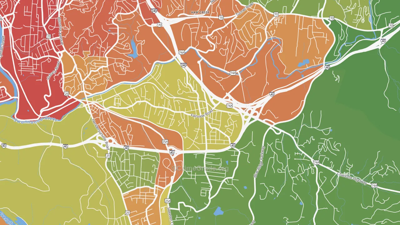 Oakley, Asheville, NC Map of Burglary Rates