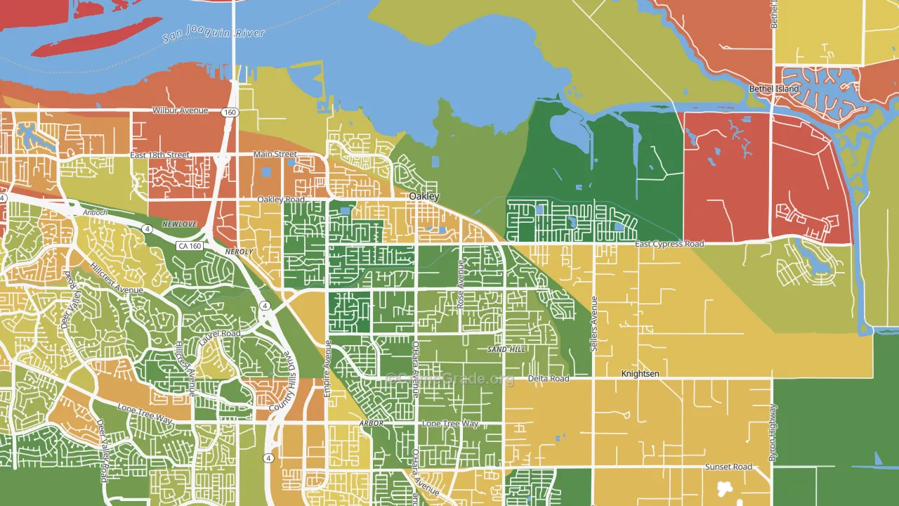 Oakley, CA Map of Burglary Rates