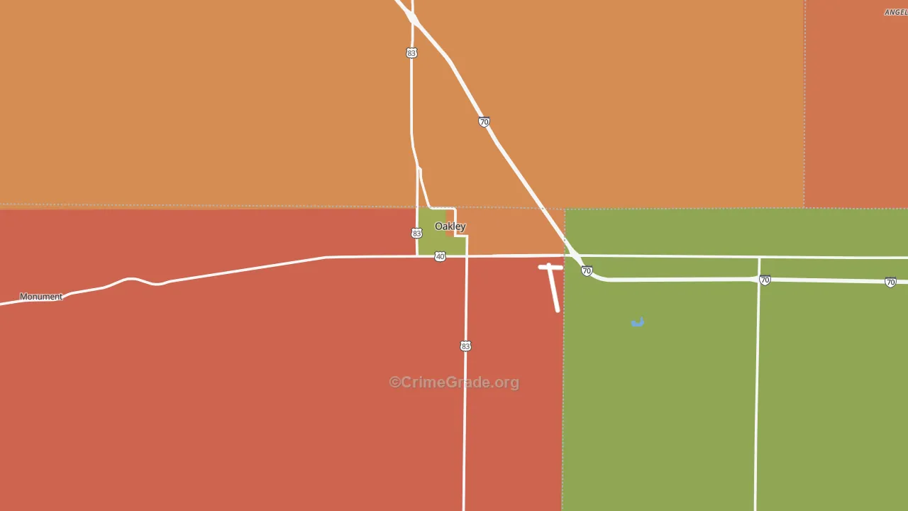 Oakley, KS Map of Burglary Rates