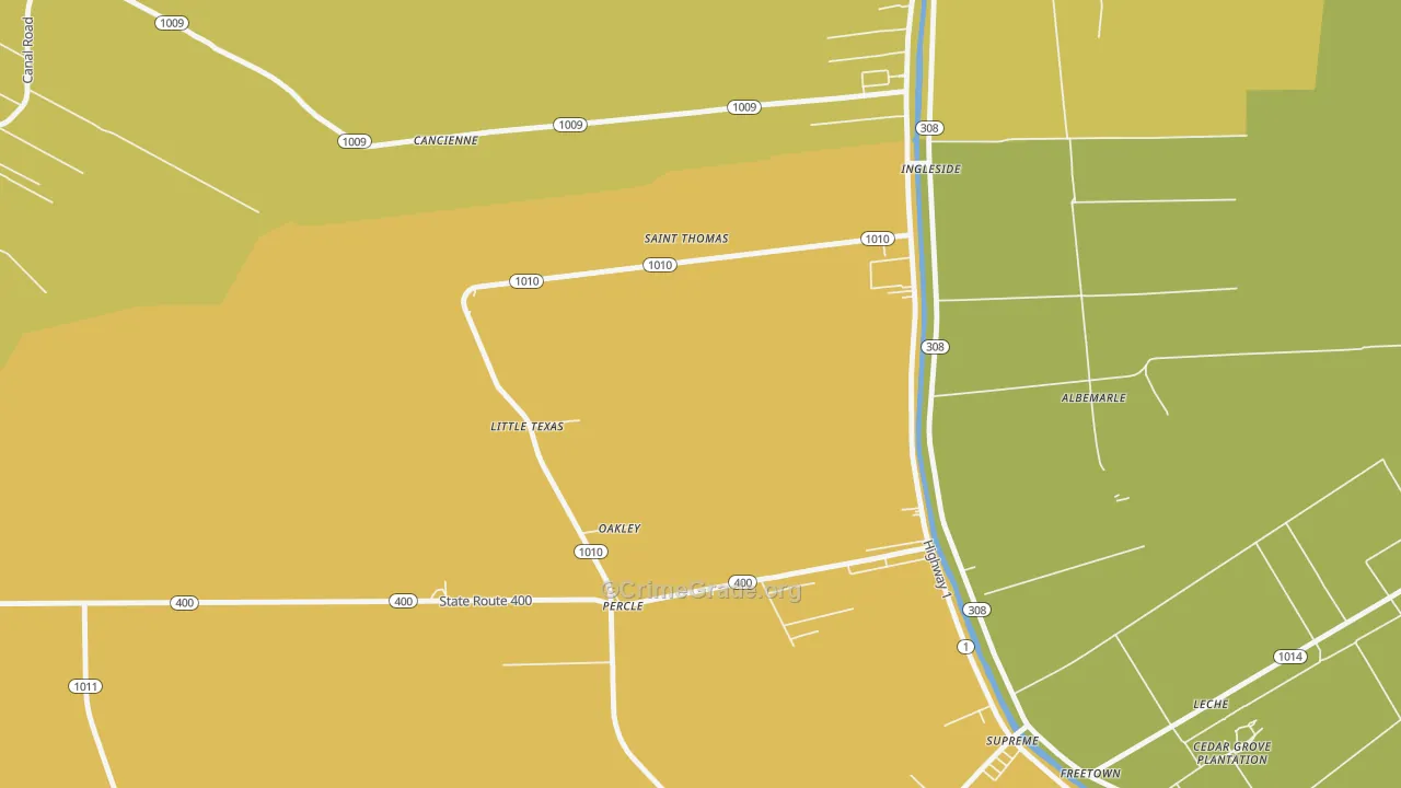 Oakley, LA Map of Burglary Rates