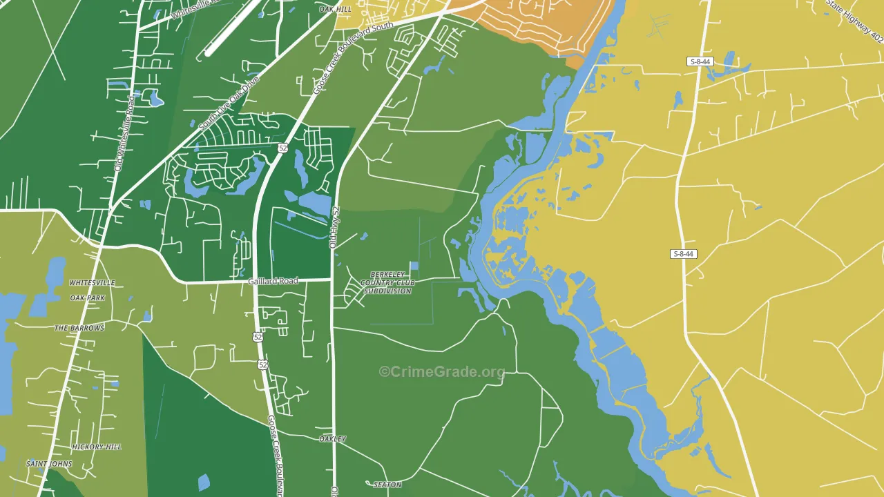 Oakley, SC Map of Burglary Rates