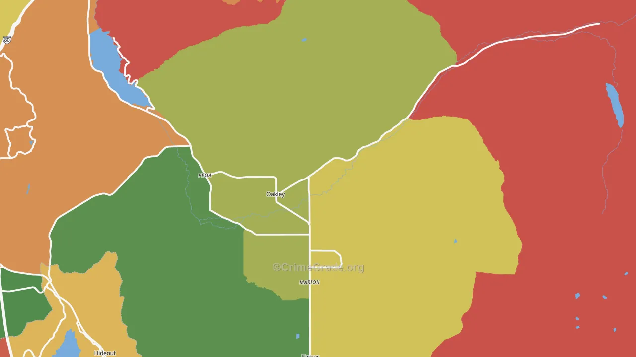 Oakley, UT Map of Burglary Rates