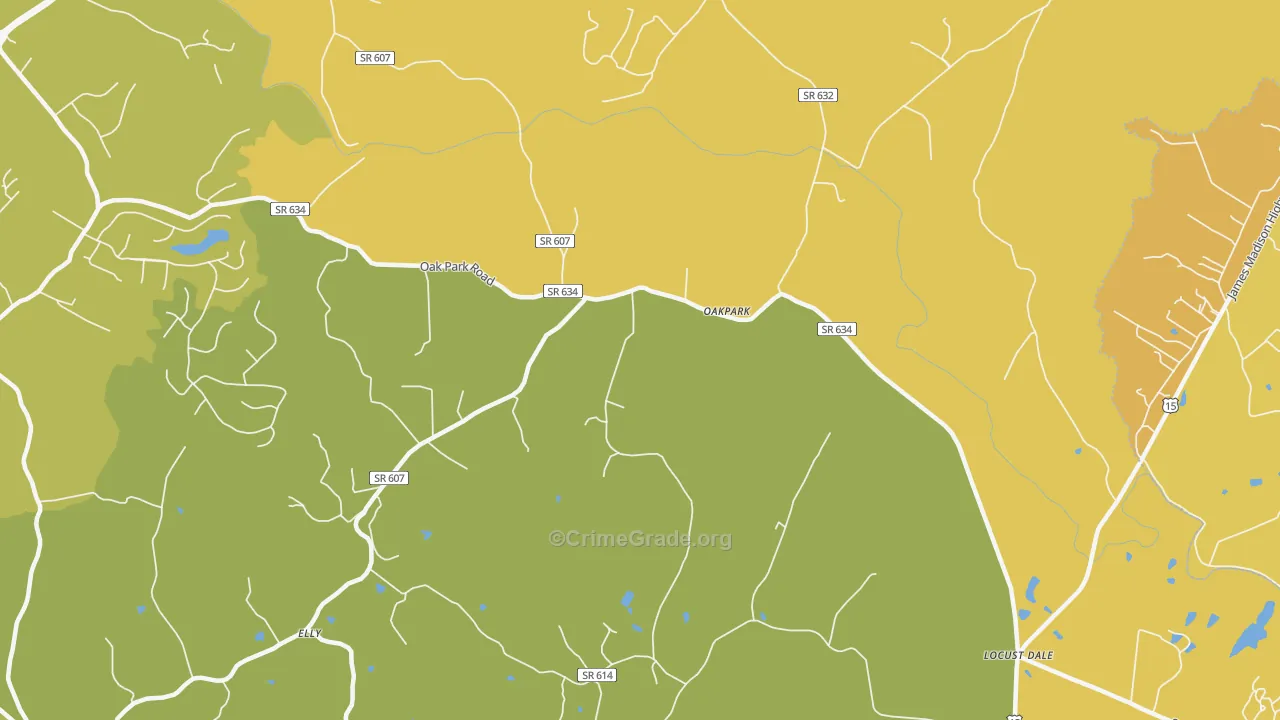 Oakpark, VA Map of Burglary Rates
