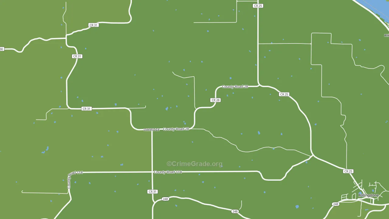 Oakridge, MN Map of Burglary Rates