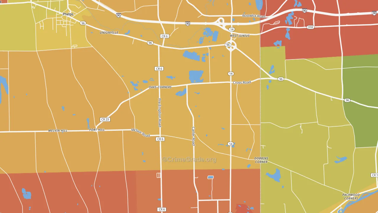 Oaks Corners, NY Map of Burglary Rates