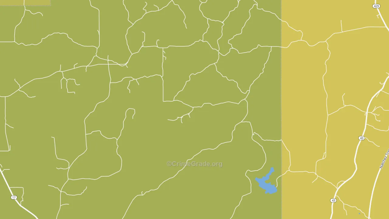 Oaks, MS Map of Burglary Rates