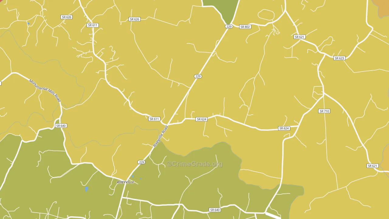Oakshade, VA Map of Burglary Rates