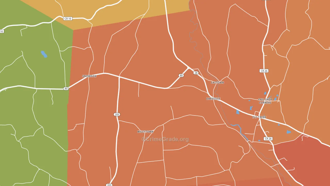 Oaksville, NY Map of Burglary Rates