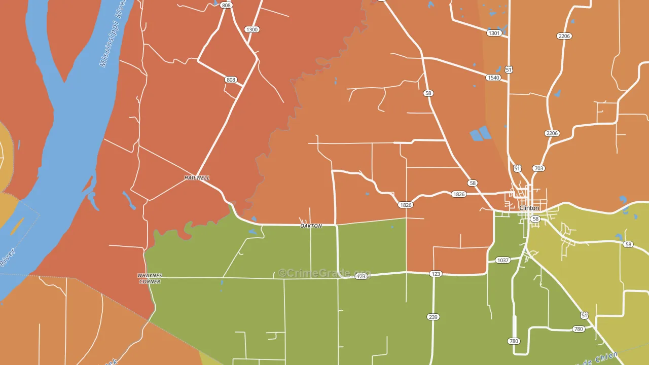 Oakton, KY Map of Burglary Rates