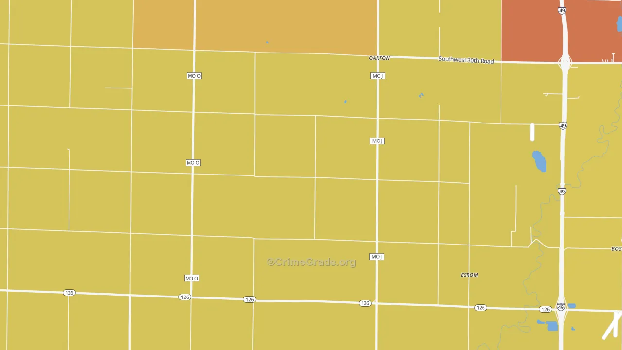 Oakton, MO Map of Burglary Rates