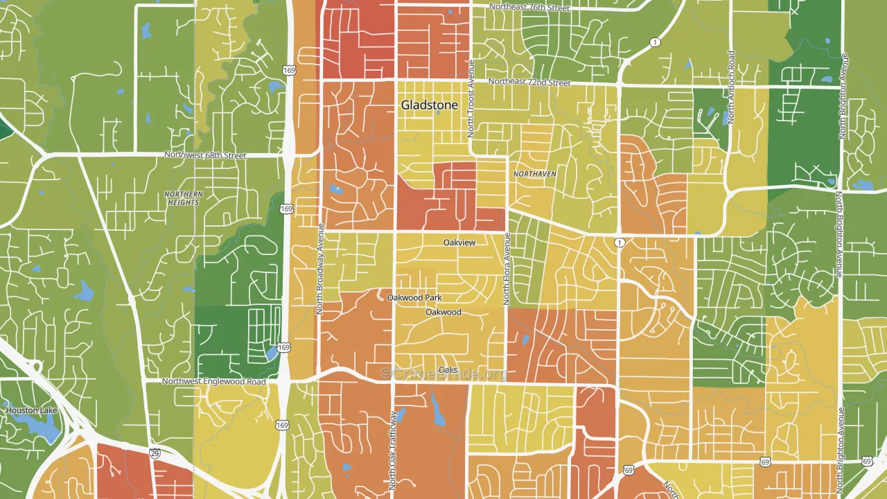Oakview, MO Map of Burglary Rates
