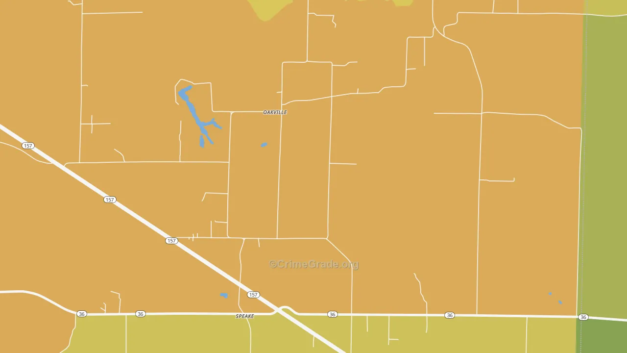 Oakville, AL Map of Burglary Rates