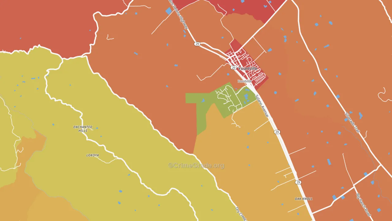 Oakville, CA Map of Burglary Rates