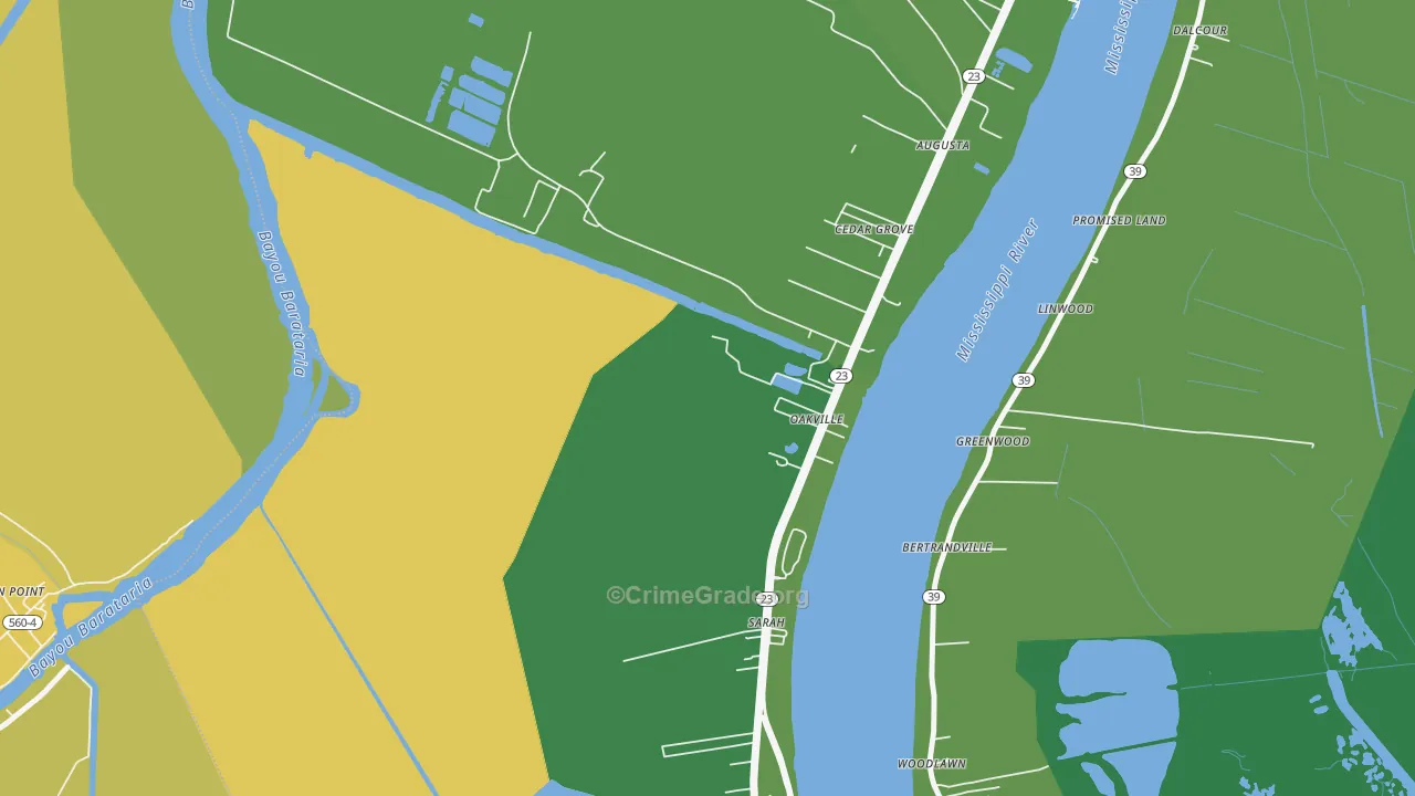 Oakville, LA Map of Burglary Rates