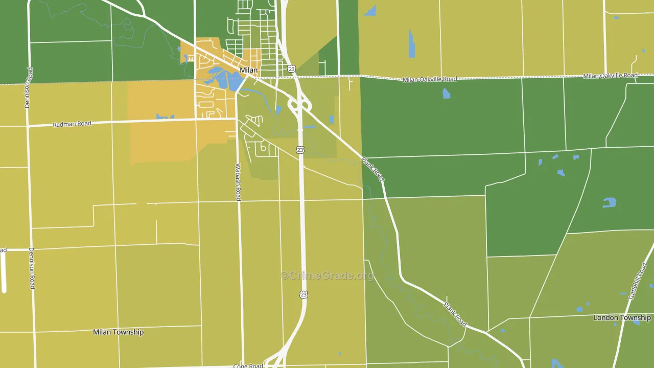 Oakville, MI Map of Burglary Rates