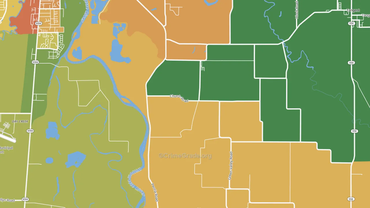 Oakville, OR Map of Burglary Rates