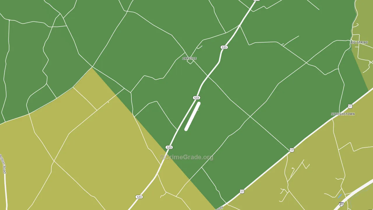 Oakville, PA Map of Burglary Rates