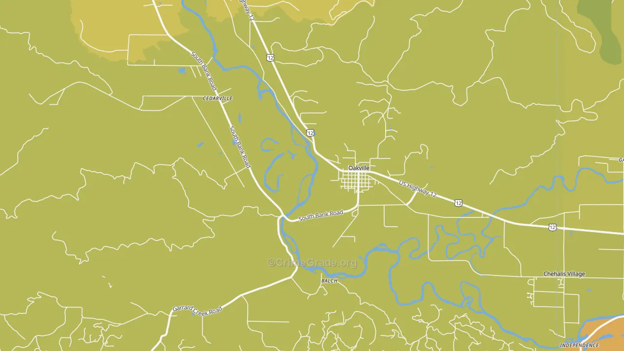 Oakville, WA Map of Burglary Rates