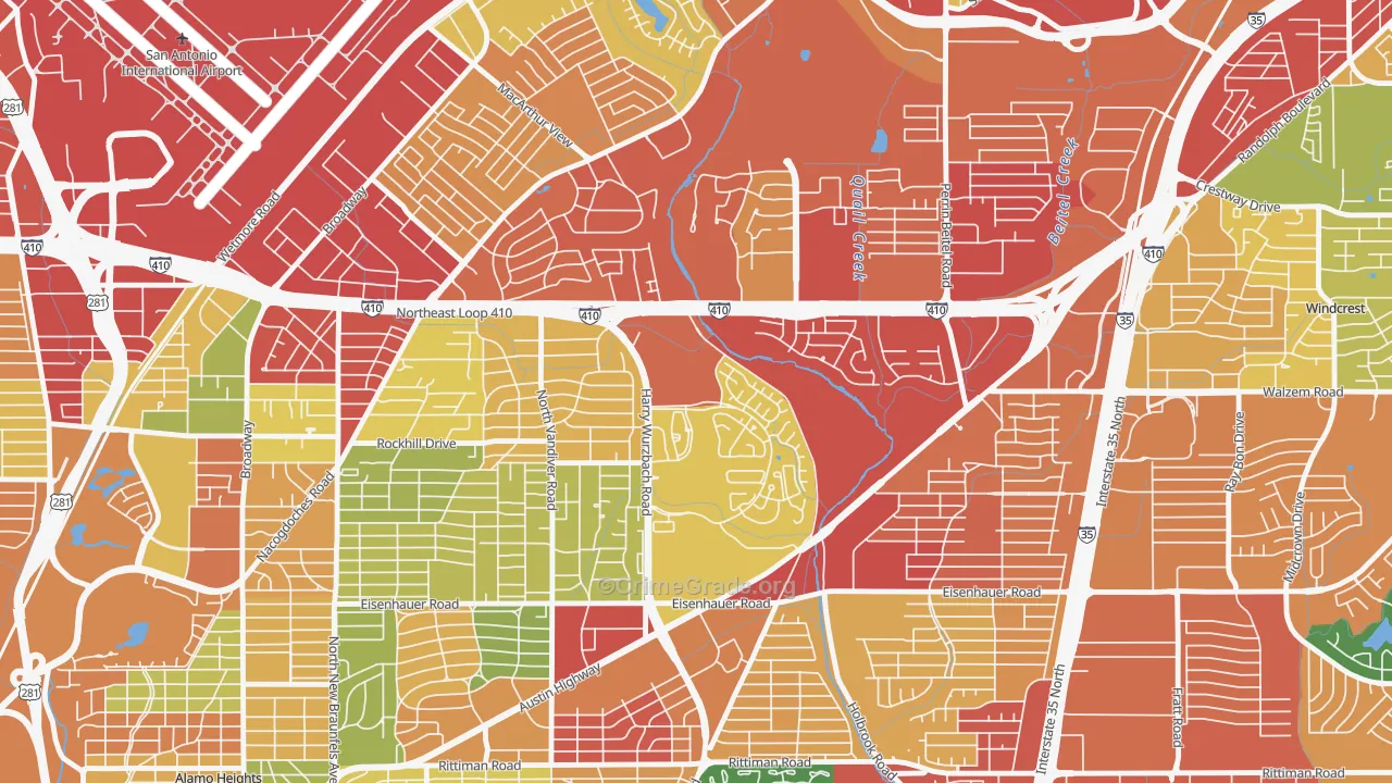 Oakwell Farms, San Antonio, TX Map of Burglary Rates