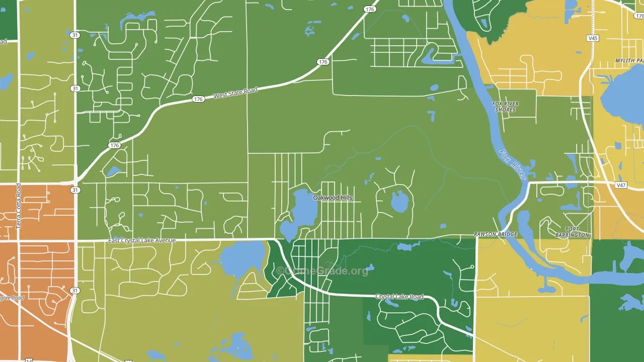 Oakwood Hills, IL Map of Burglary Rates