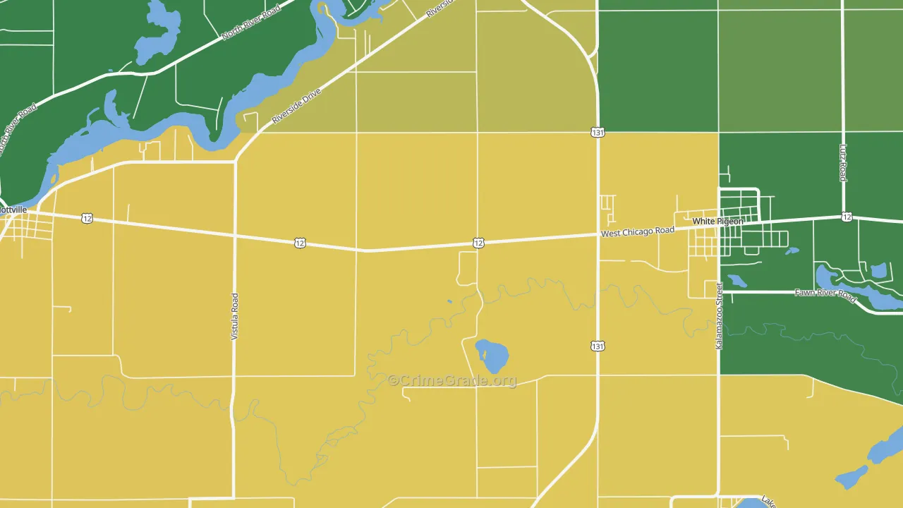 Oakwood, MI Map of Burglary Rates