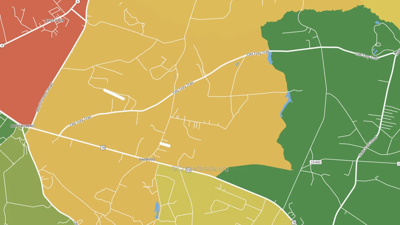 Oakwood, SC Map of Burglary Rates