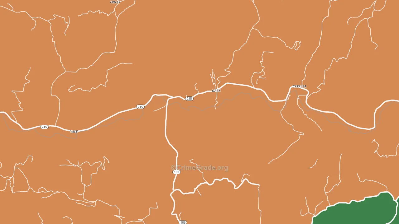 Oark, AR Map of Burglary Rates