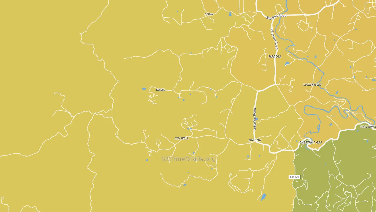 Oasis, GA Map of Burglary Rates