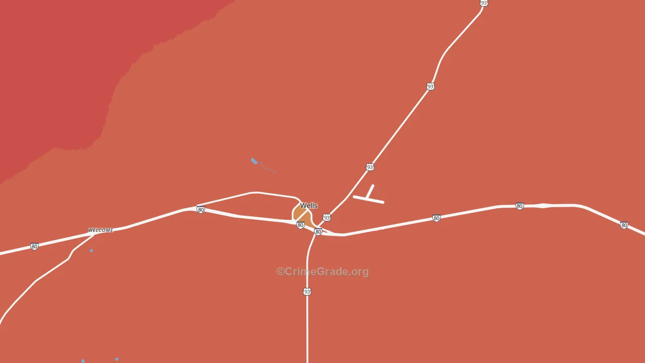 Oasis, NV Map of Burglary Rates