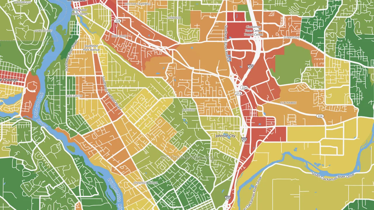 Oatfield, OR Map of Burglary Rates