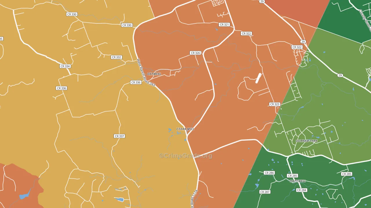 Oatmeal, TX Map of Burglary Rates