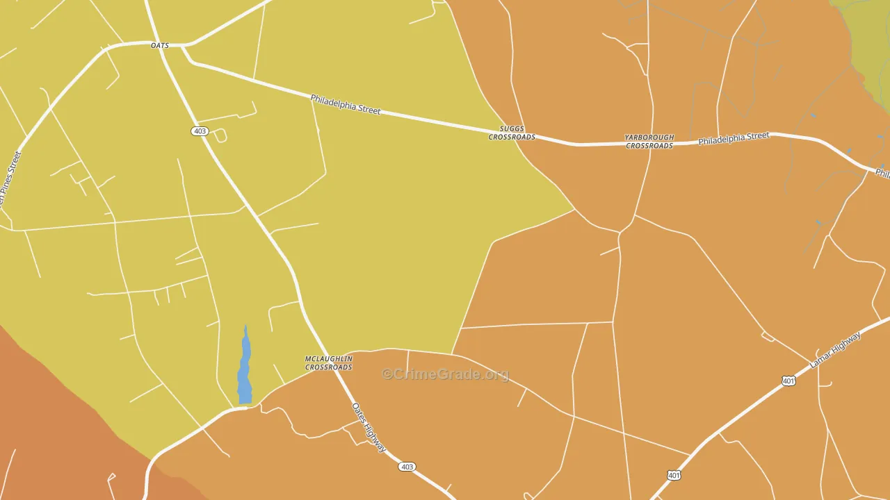 Oats, SC Map of Burglary Rates