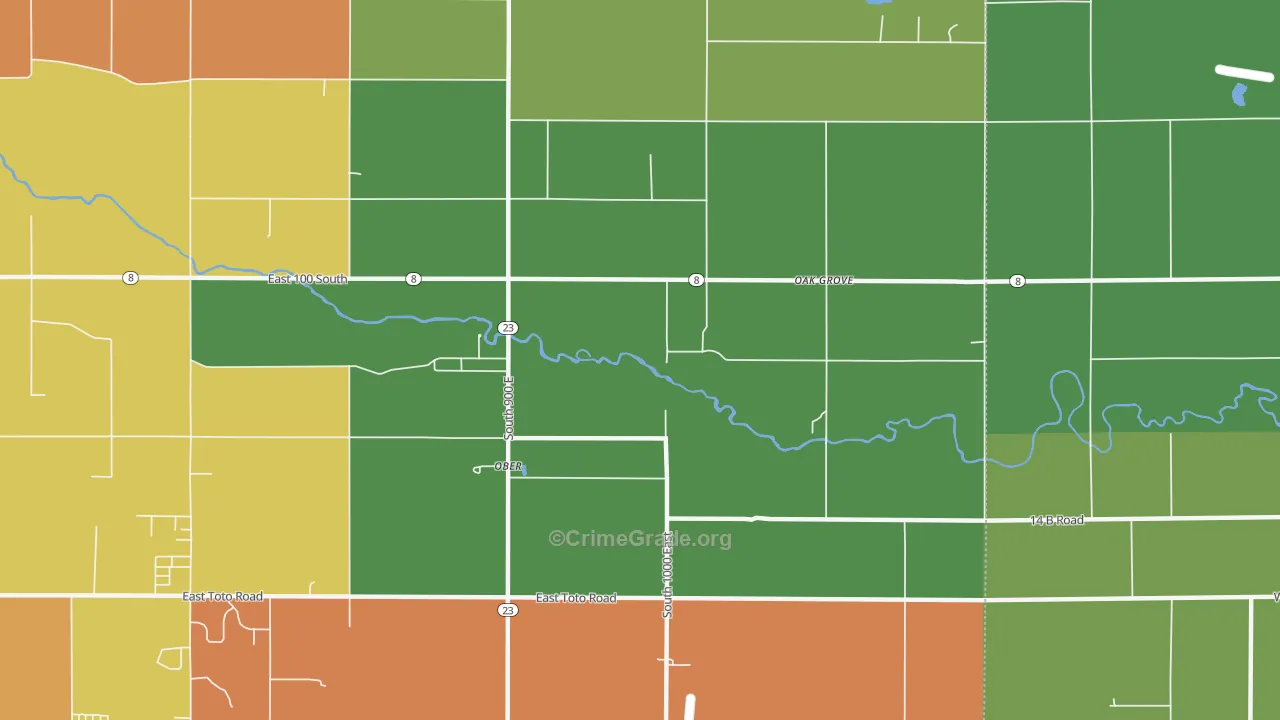 Ober, IN Map of Burglary Rates