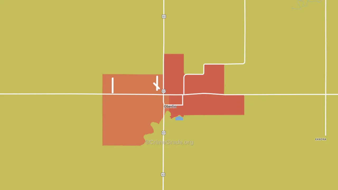 Oberlin, KS Map of Burglary Rates