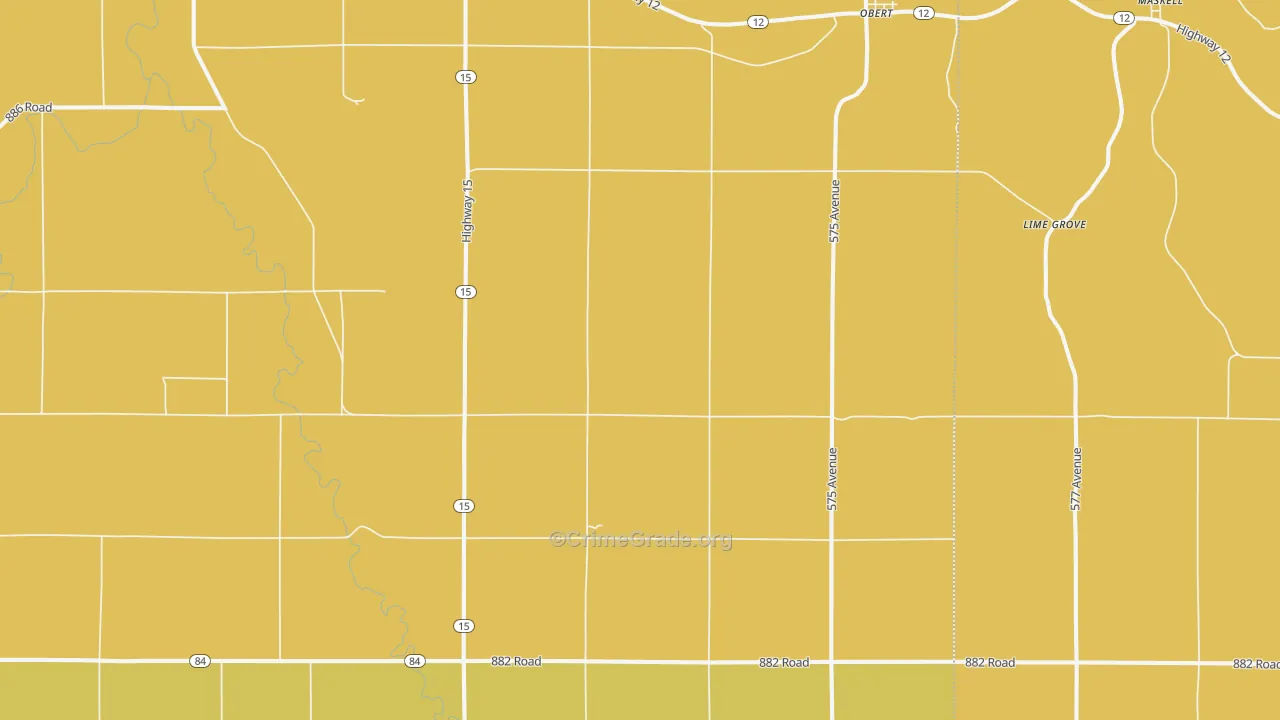 Obert, NE Map of Burglary Rates