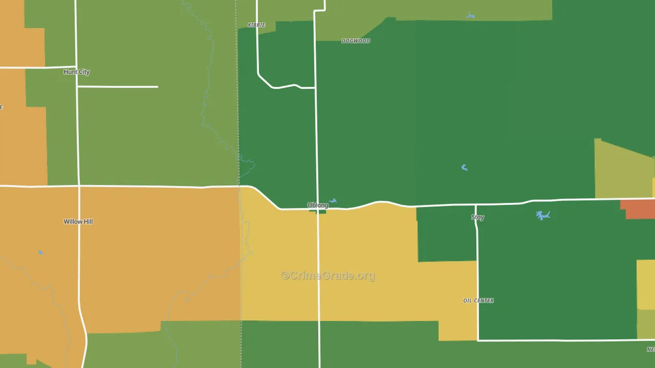 Oblong, IL Map of Burglary Rates