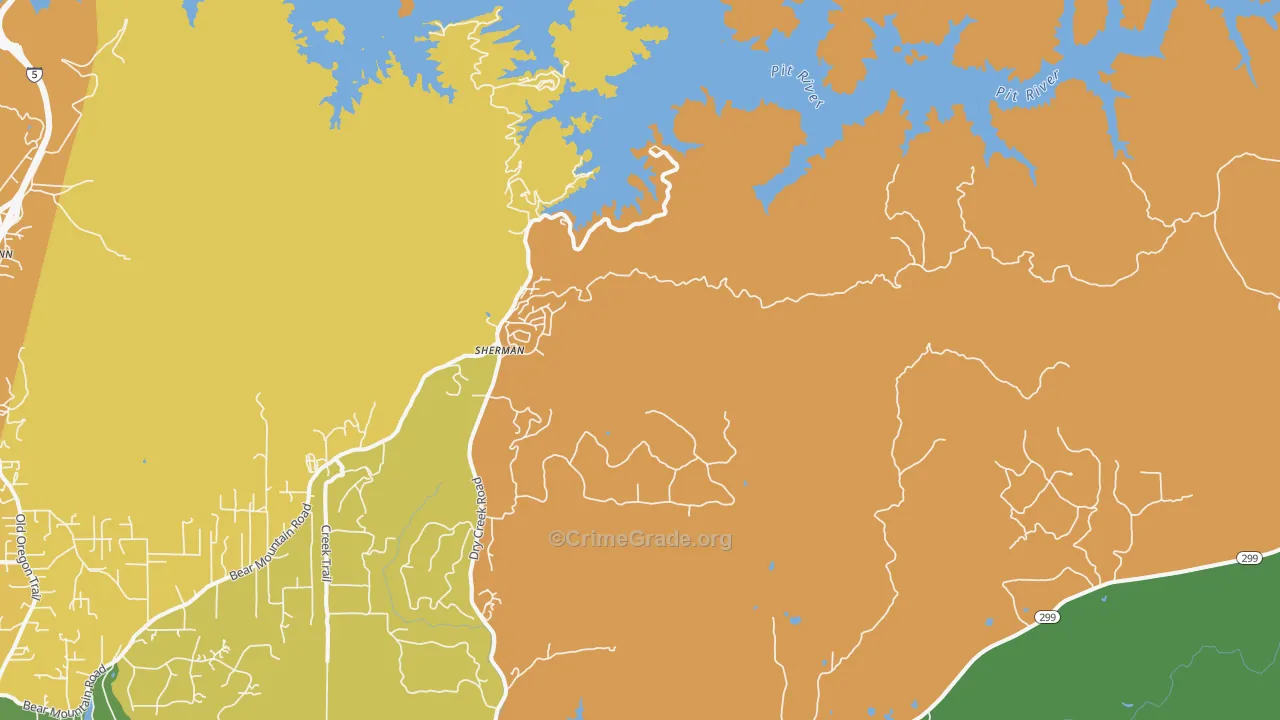 Obrien, CA Map of Burglary Rates
