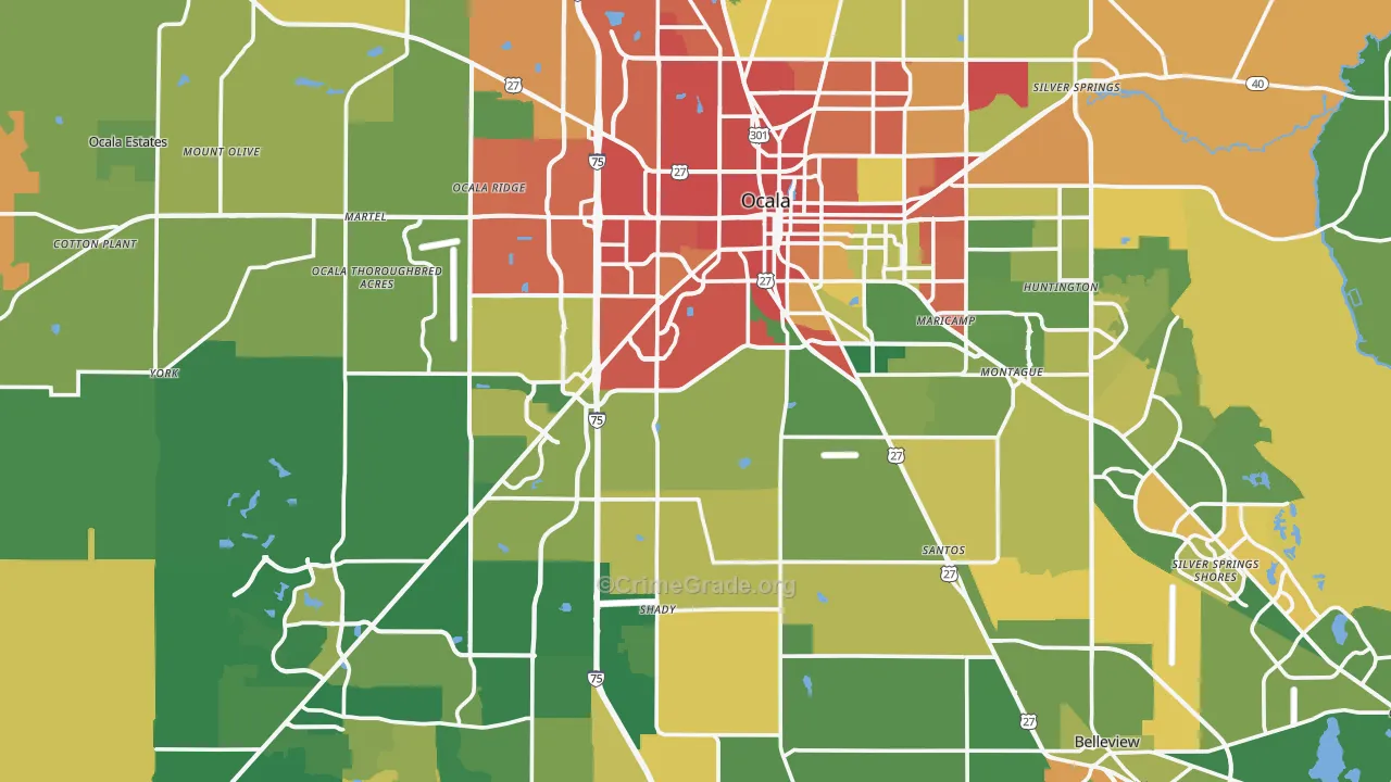 Ocala, FL Map of Burglary Rates