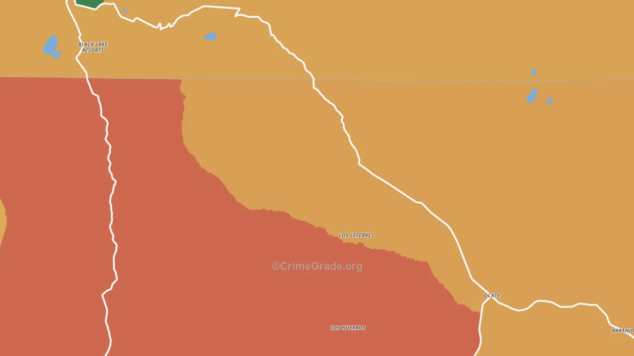 Ocate, NM Map of Burglary Rates