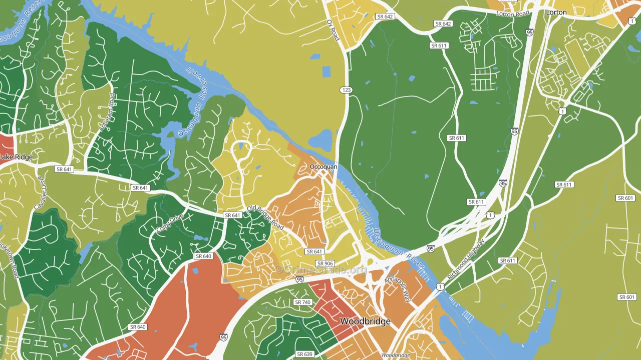 Occoquan, VA Map of Burglary Rates